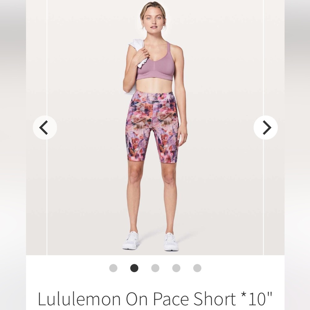 Lululemon On Pace Bike Short - Sz 6,  10" inseam - Sun Dazed Multi Pink